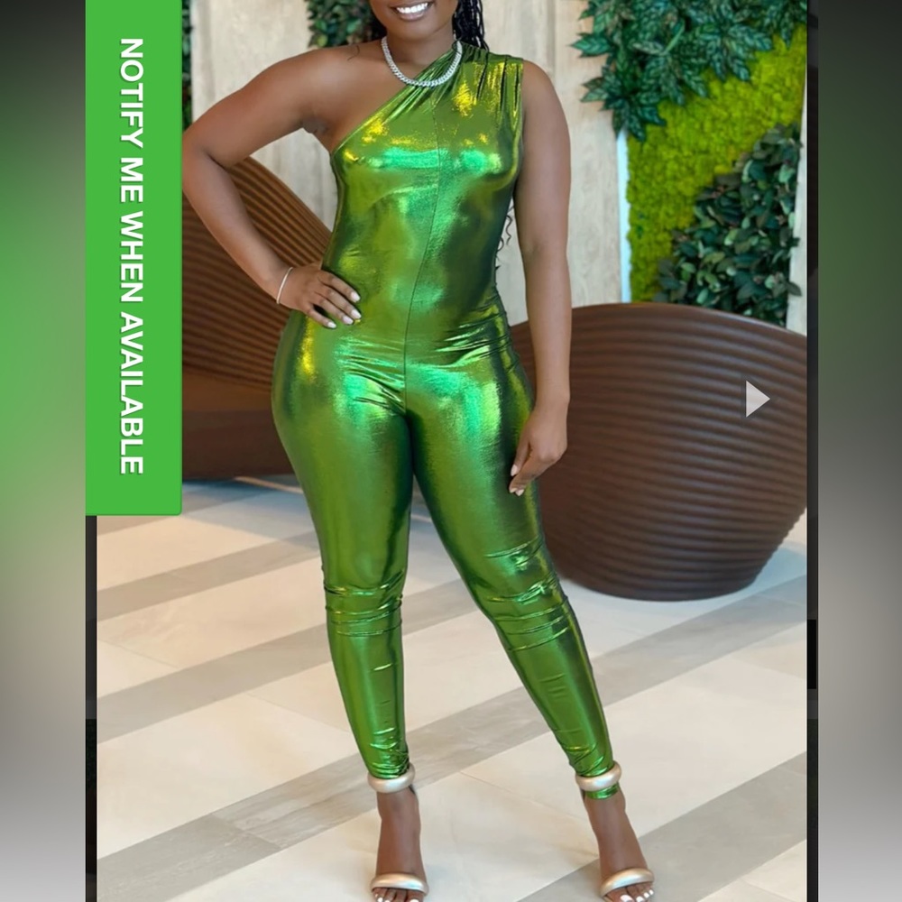 Green metallic jumpsuit